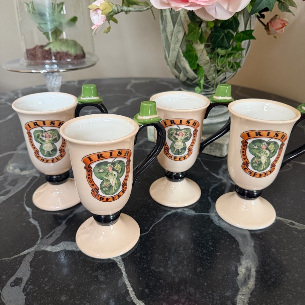 Irish Coffee Mugs (4) Ceramic Saint Patrick’s Day- Dept 56 Perfect